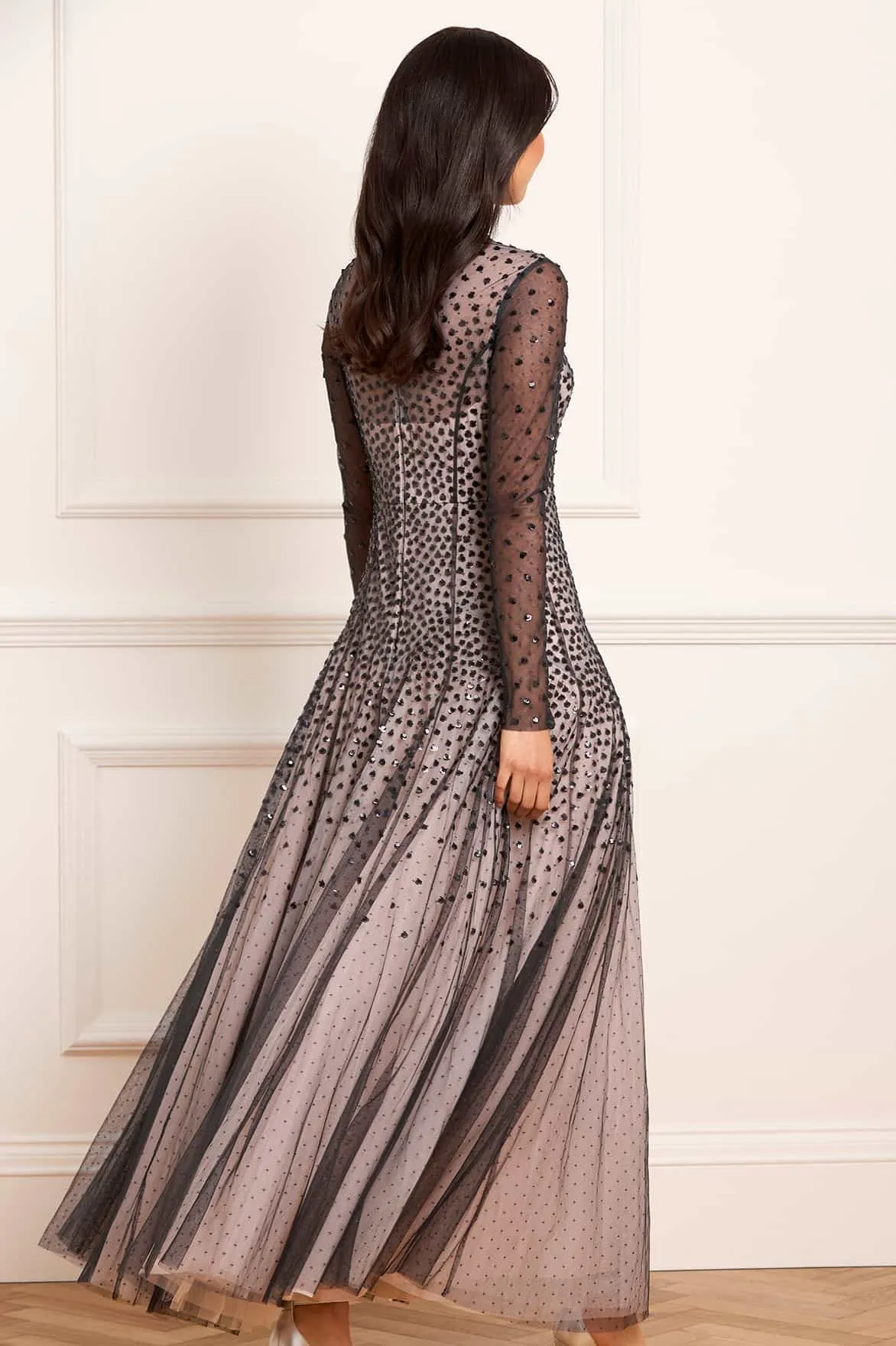 Stylish Pick Pure Vibes Sequin Cascade Round Neck Gown