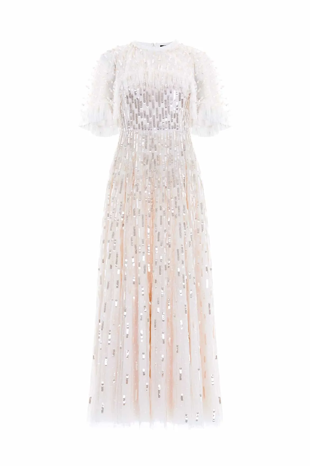 Sequin Dash Cape Ankle Gown Beadwork