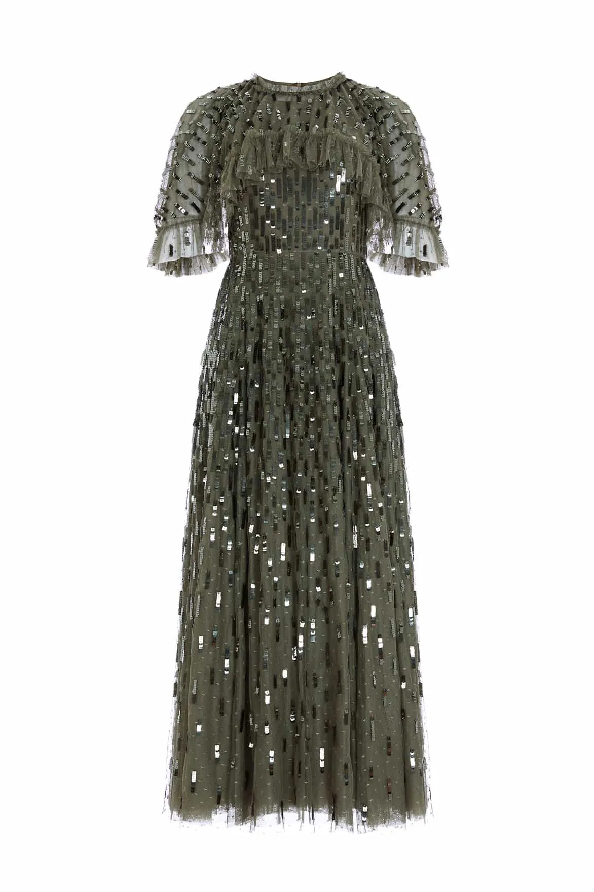 Sequin Dash Cape Ankle Gown Relaxed Waist Fit