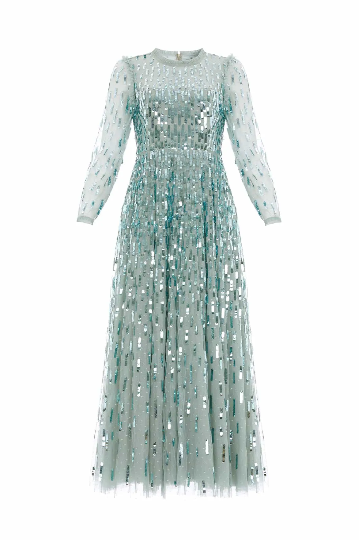 Sequin Dash Long Sleeve Ankle Gown Retro Mood Natural Flow