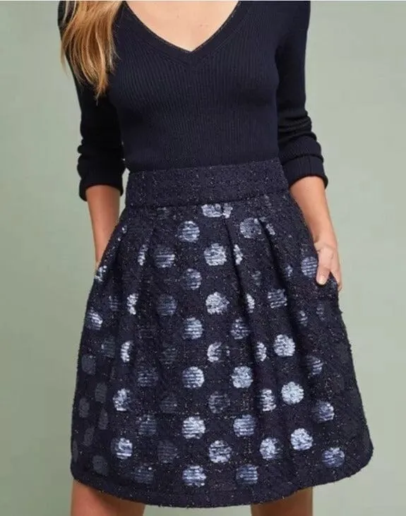 Sequin Navy Dot Mini Skirt Slip Resistant Waistband