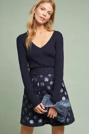 Sequin Navy Dot Mini Skirt Cozy Edge Maximalist look