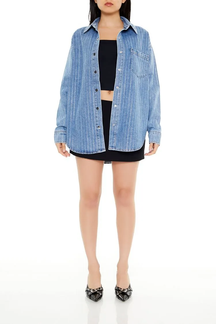 Sequin Striped Denim Shacket