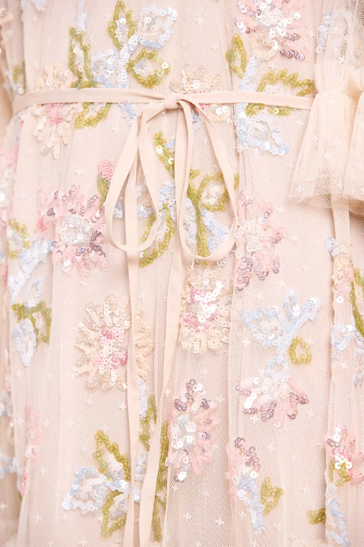 Nature Inspired Fresh Flow Sequin Dandelion Gloss Mini Dress