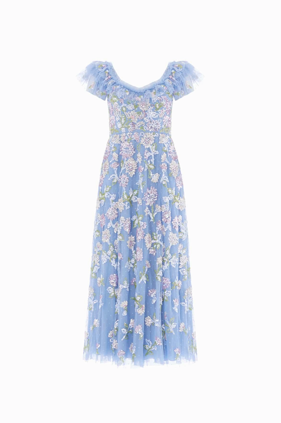 Street Elegance Sequin Dandelion Ruffle Ballerina Dress