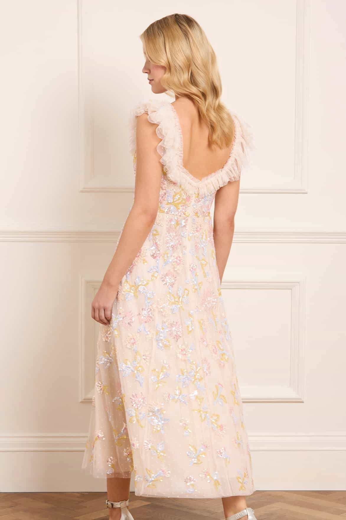 Tassel-Detail Sequin Dandelion Ruffle Ballerina Dress