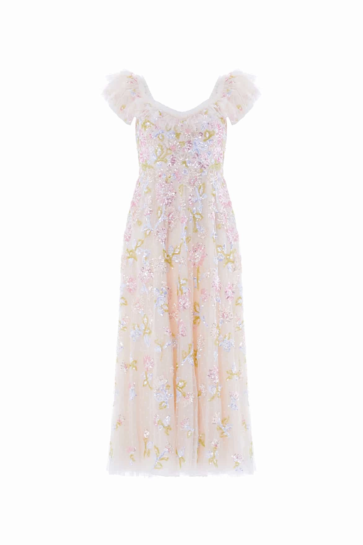 Sequin Dandelion Ruffle Ballerina Dress Sleek Design Fit