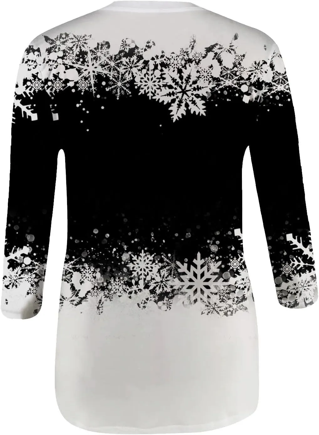 SHAOBGE Women's Christmas Series Printed Round Neck Middle Sleeve Contrast Casual T Shirt Ladies Zippe Sweaters