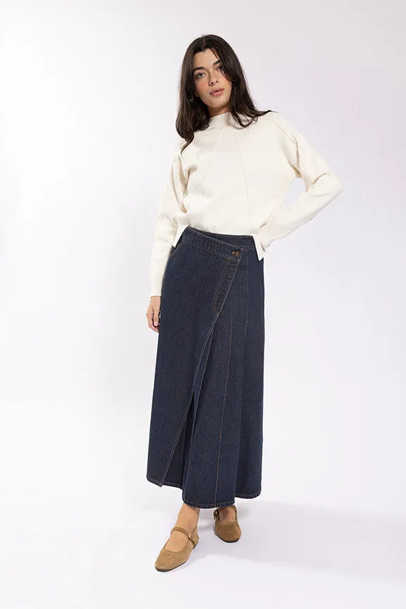 Refined Finish Maple Cliff Denim Mock Wrap Skirt MC5787