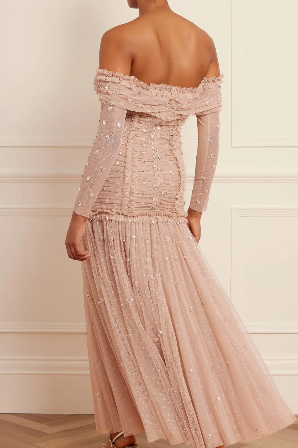 Love Heart Rouched Off-Shoulder Gown Silk Air