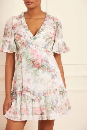 Paradise Garden Sonata Georgette Micro Mini Dress Day Fit Elastic-Cuff