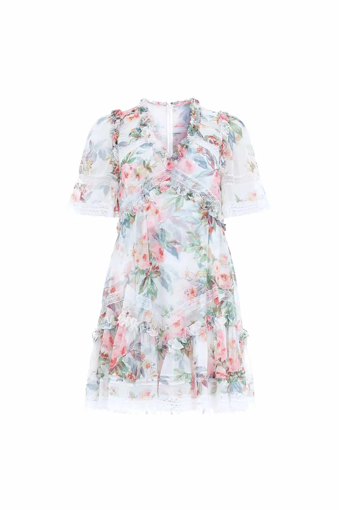 Modern Soft Cozy Vibes Paradise Garden Sonata Georgette Micro Mini Dress