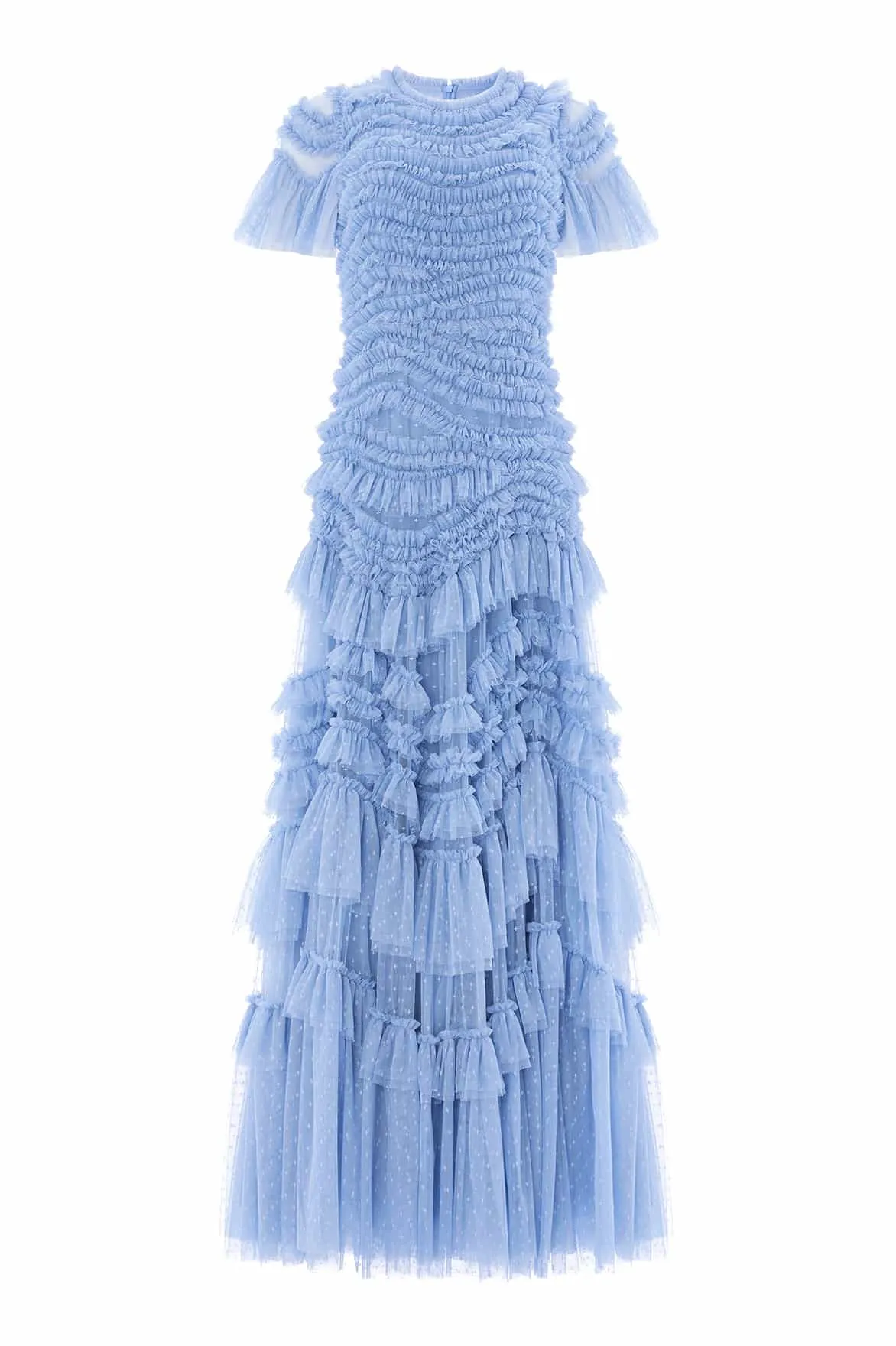 Dreamy Drape Straight-Cut Wild Rose Short Sleeve Gown