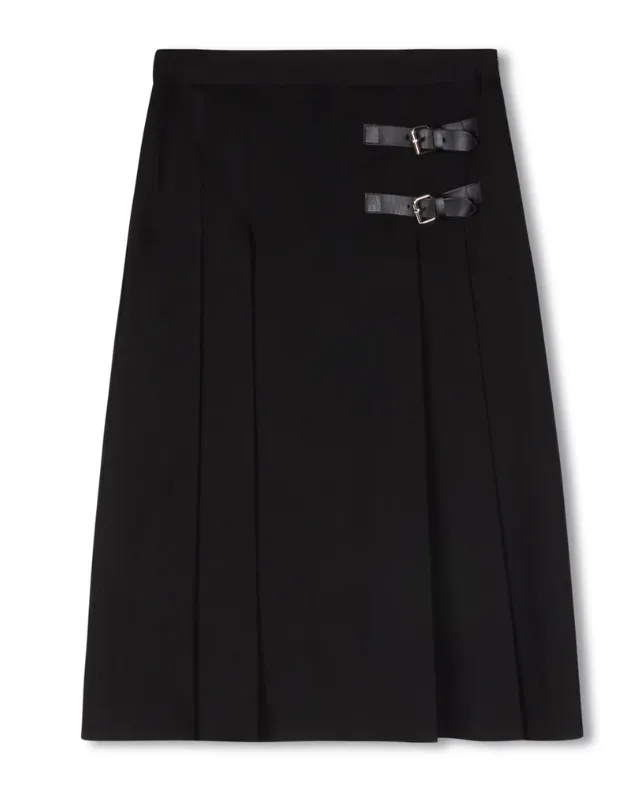 Emerging Designer Shift Black Side Buckle Skirt W-22249