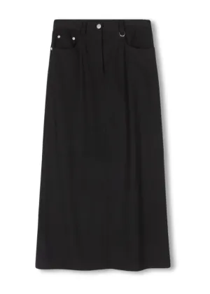 Fresh Texture Shift Black Straight Skirt W-22568