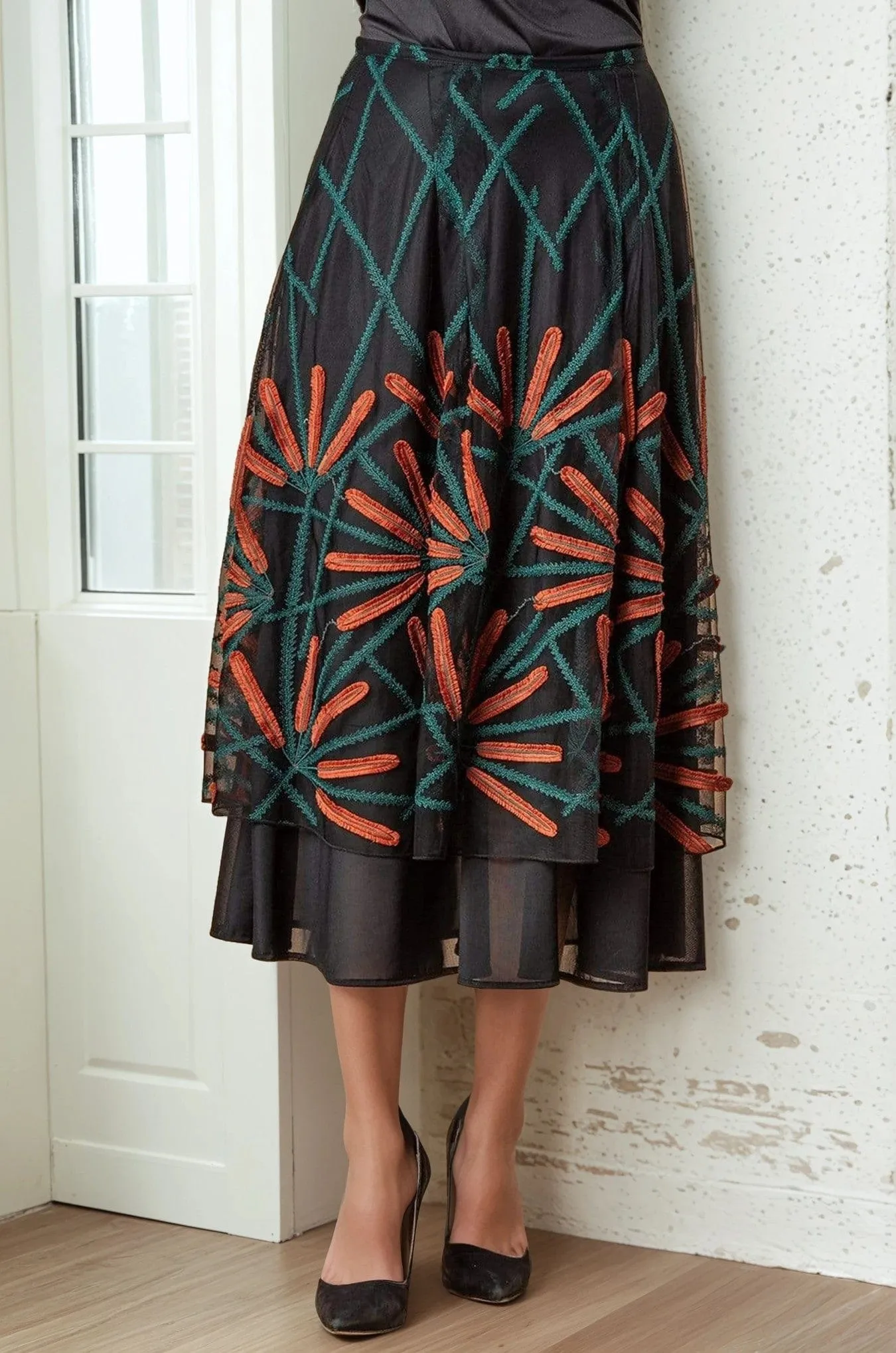 Earth Tones Side Pockets Flannery Skirt - Cattail
