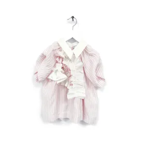 shirt s/s striped with ruffles - rose stripes