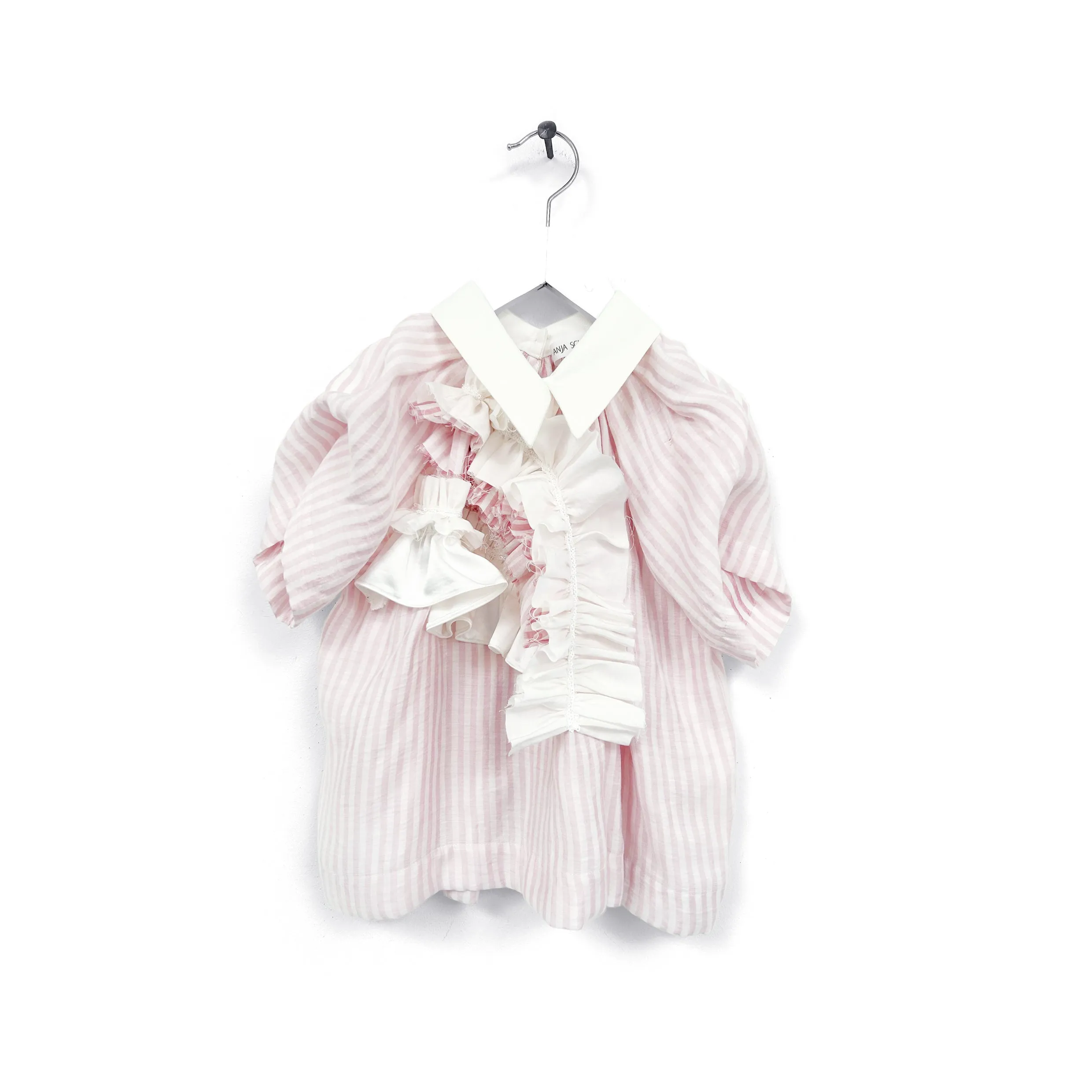 shirt s/s striped with ruffles - rose stripes