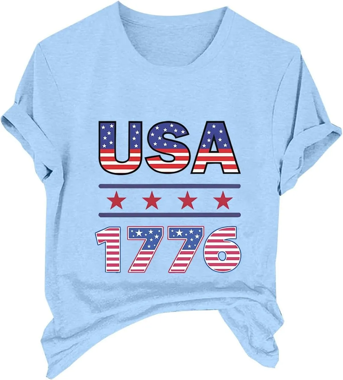 Shirts for Women 4th of July Outfits Flag Print Womens Tops Comfy Independence Day T Shirts USA Short Sleeve Shirts