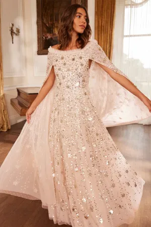 Comfy Design Shooting Stars Cape Ankle Gown