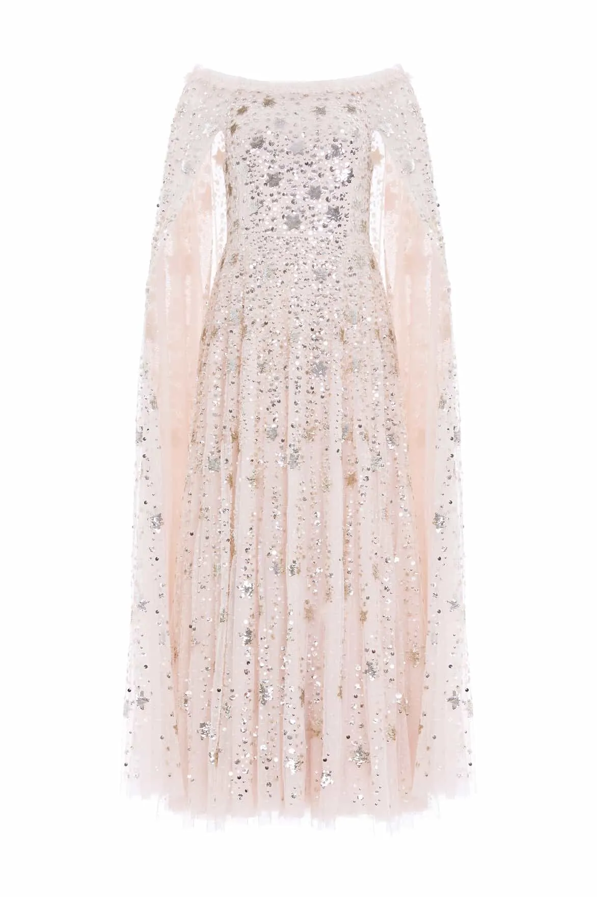 Shooting Stars Cape Ankle Gown Aura Glow Trendy Look
