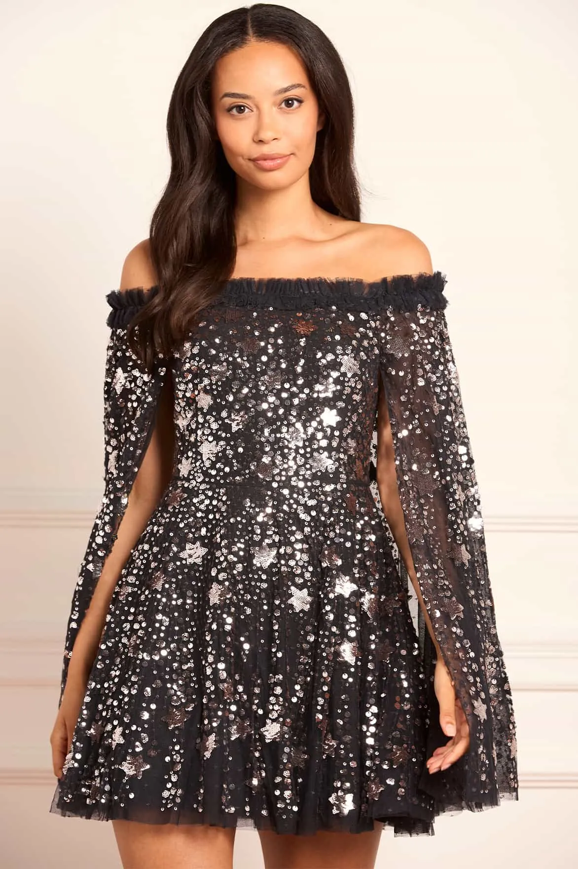 Shooting Stars Cape Micro Mini Dress Fresh Color Trendy Cut