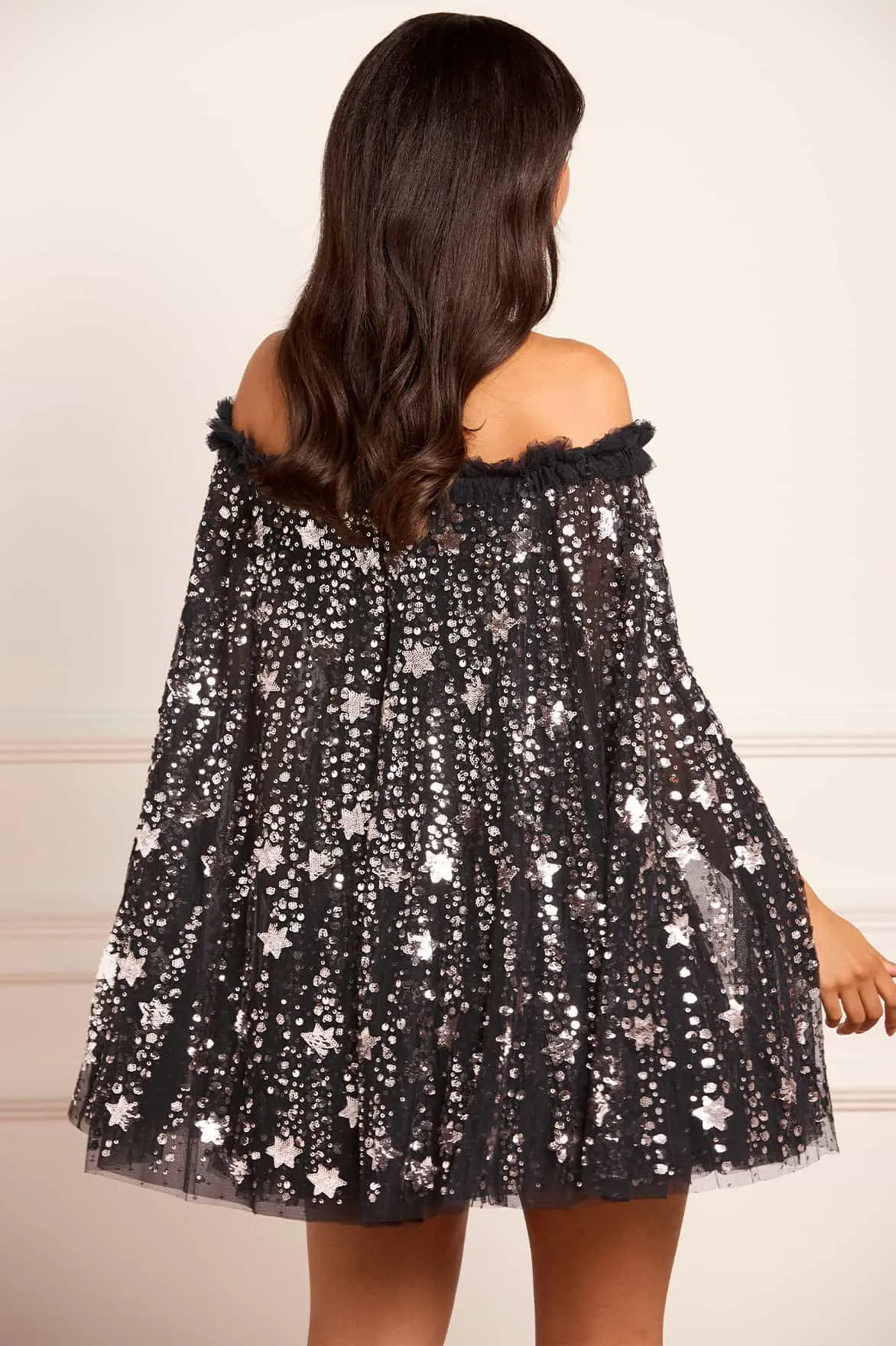 Shooting Stars Cape Micro Mini Dress Linen-Blend