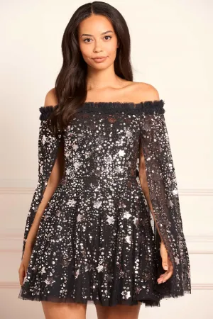 Shooting Stars Cape Micro Mini Dress Fresh Color Trendy Cut