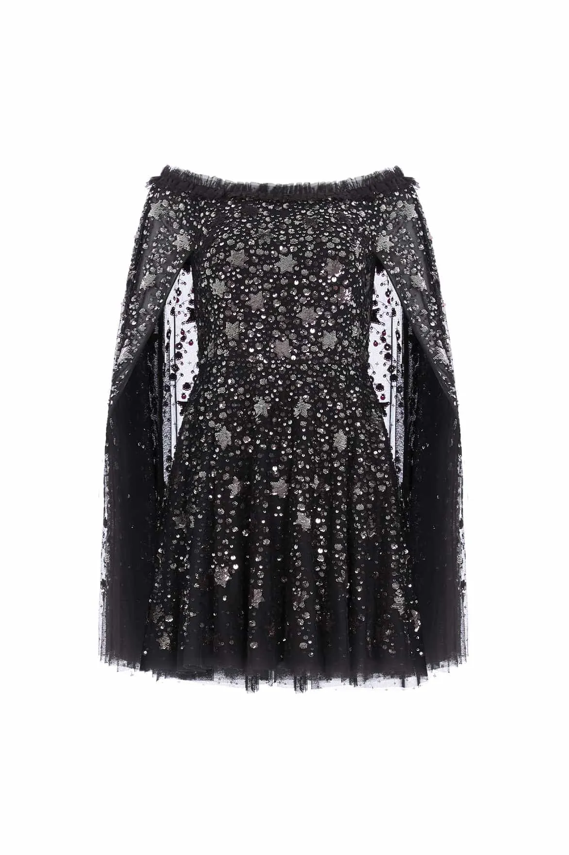 Climate-Adaptive Shooting Stars Cape Micro Mini Dress