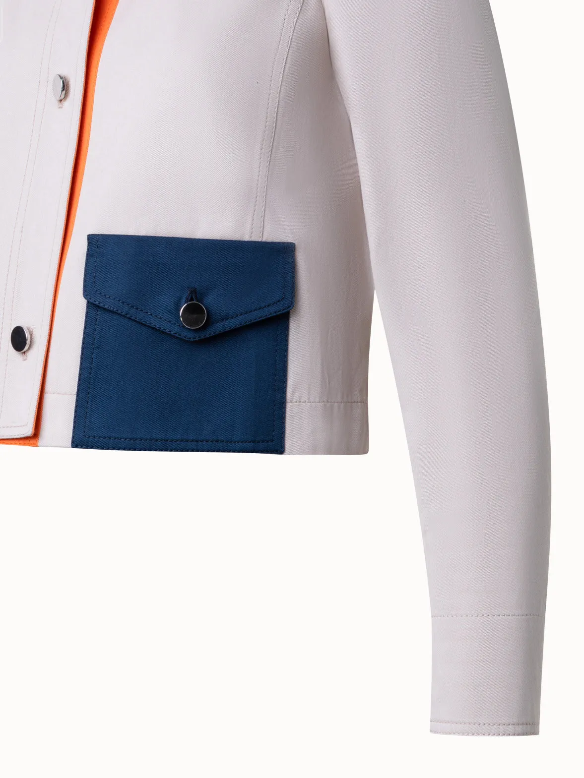 Short Cotton Colorblock Jacket
