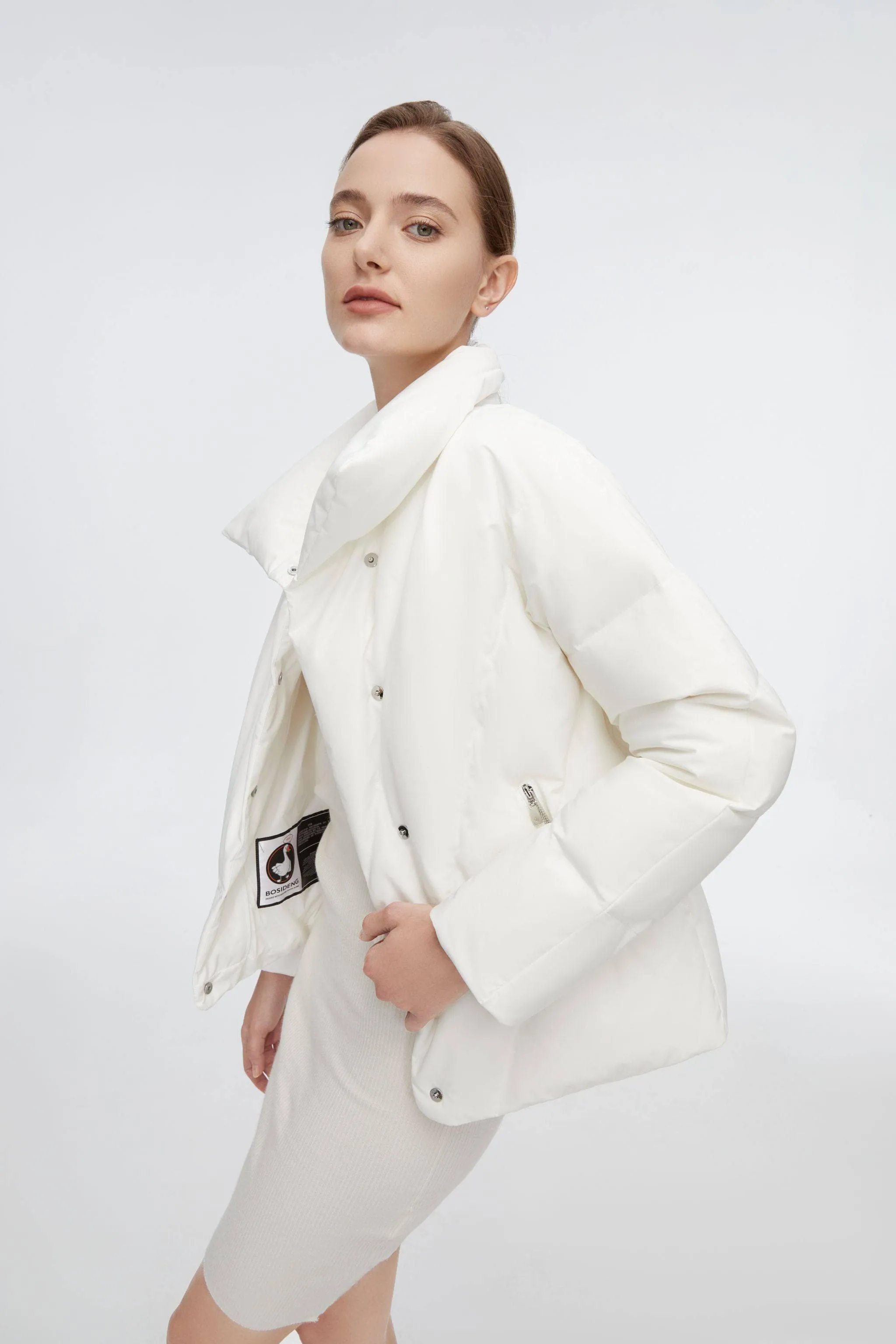 Short Goose Down Jacket With Lapel