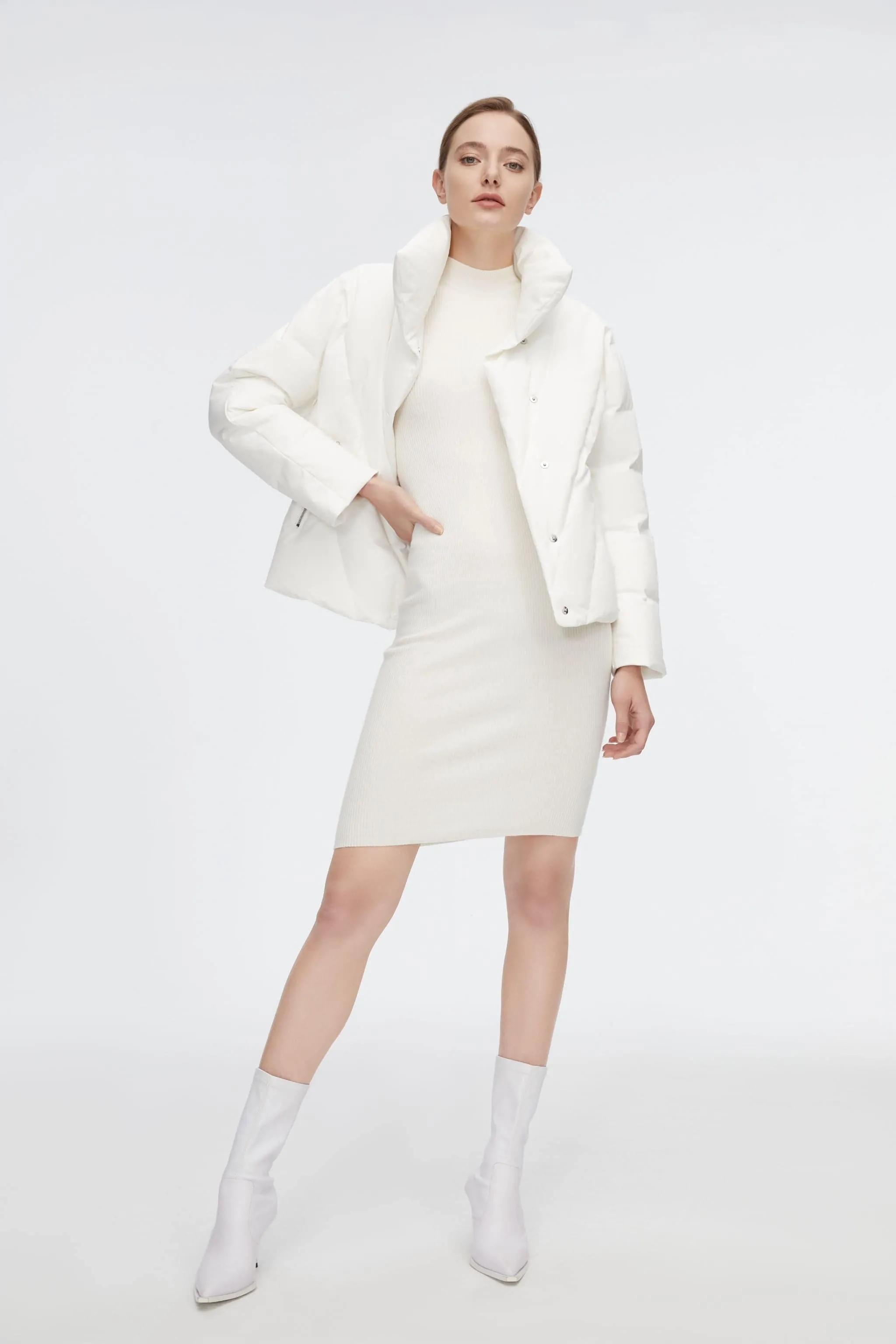 Short Goose Down Jacket With Lapel