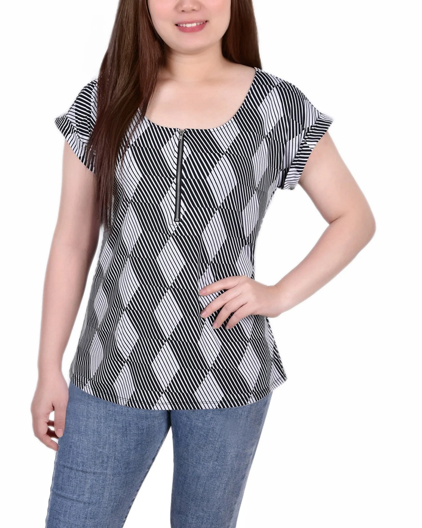 AntiOdor Short Sleeve 1/2 Zip Knit Top