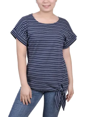 Short Sleeve Tie Front Top Quick Dry Performance