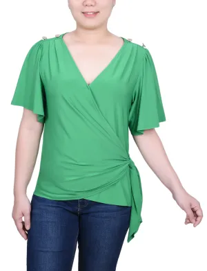 MultiFunctionalDesign Short Sleeve Wrap Top