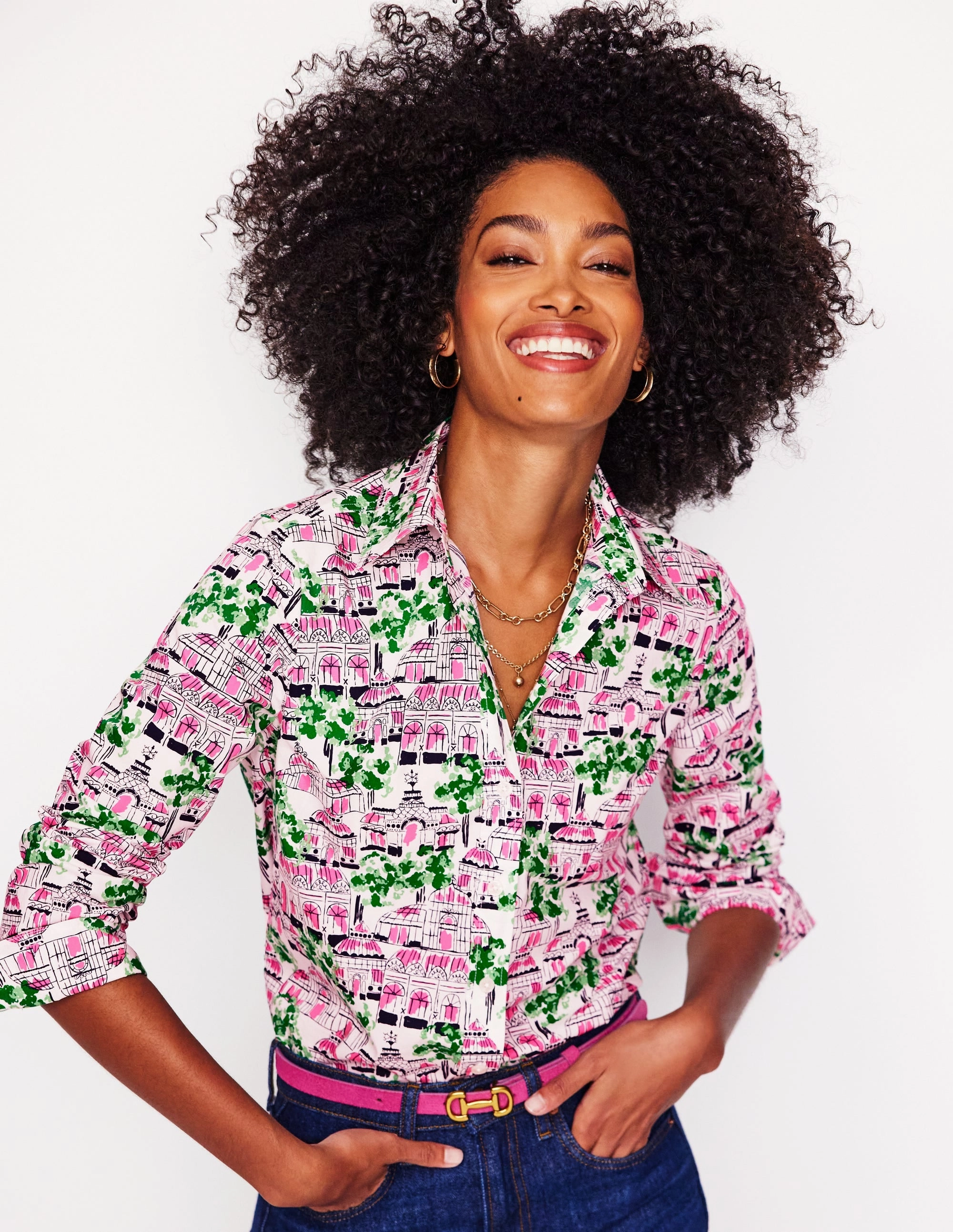 ReinforcedHem Sienna Cotton Shirt-Ivory, Botanical Greenhouse