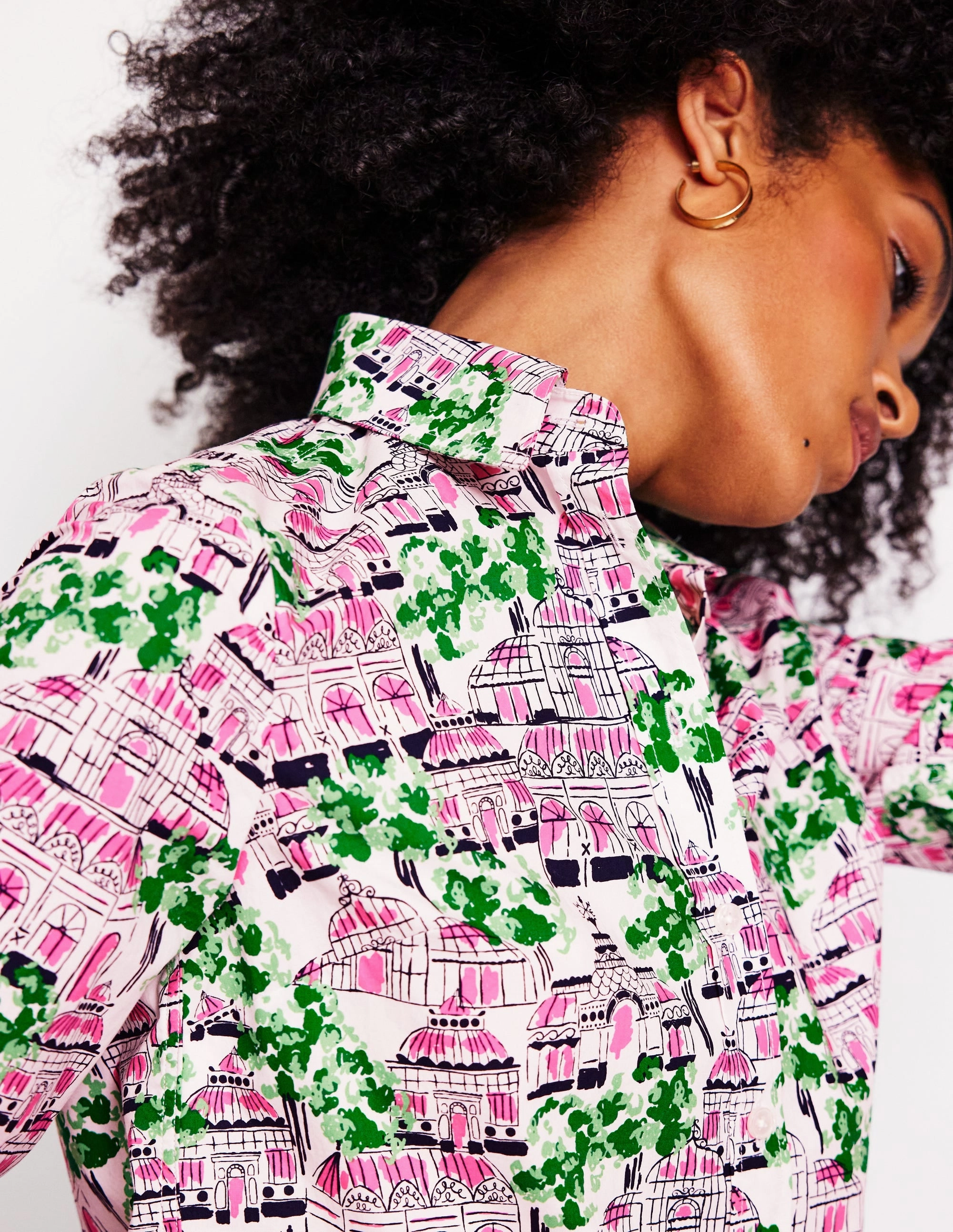 Sienna Cotton Shirt-Ivory, Botanical Greenhouse Formal top