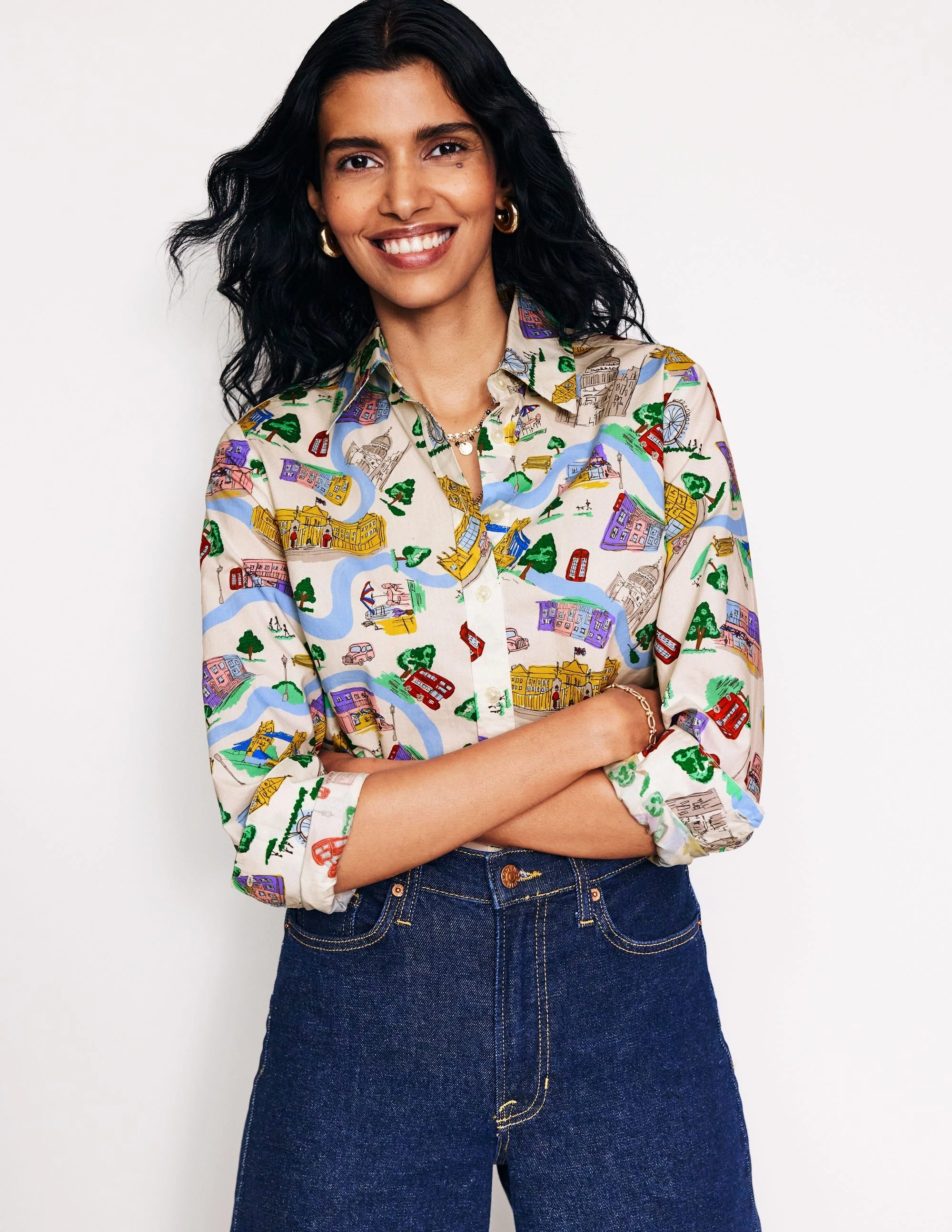 Sienna Cotton Shirt-Ivory, London Town TexturedSurface