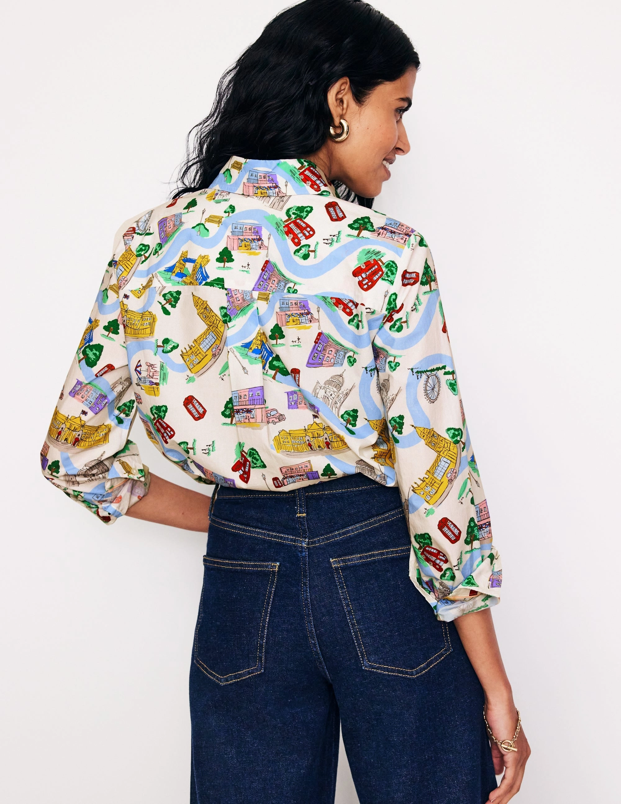 Sienna Cotton Shirt-Ivory, London Town High Neckline Structure