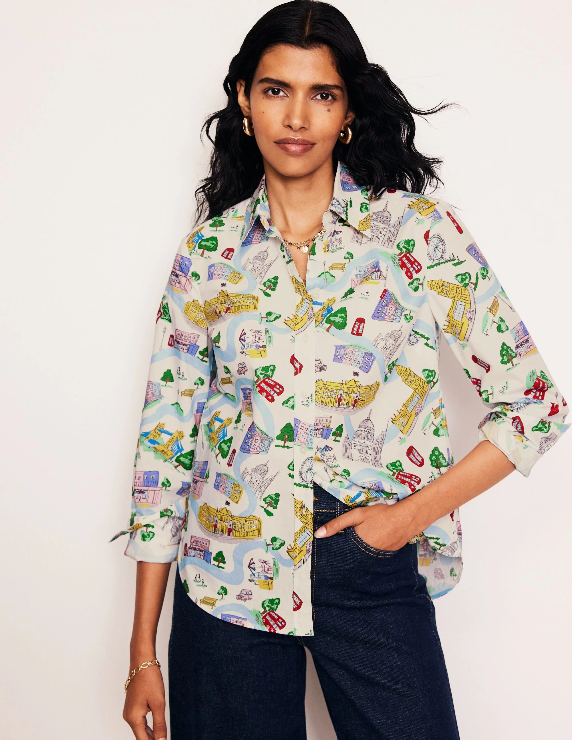 Sienna Cotton Shirt-Ivory, London Town LoopwheelFabric