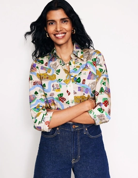 Sienna Cotton Shirt-Ivory, London Town TexturedSurface