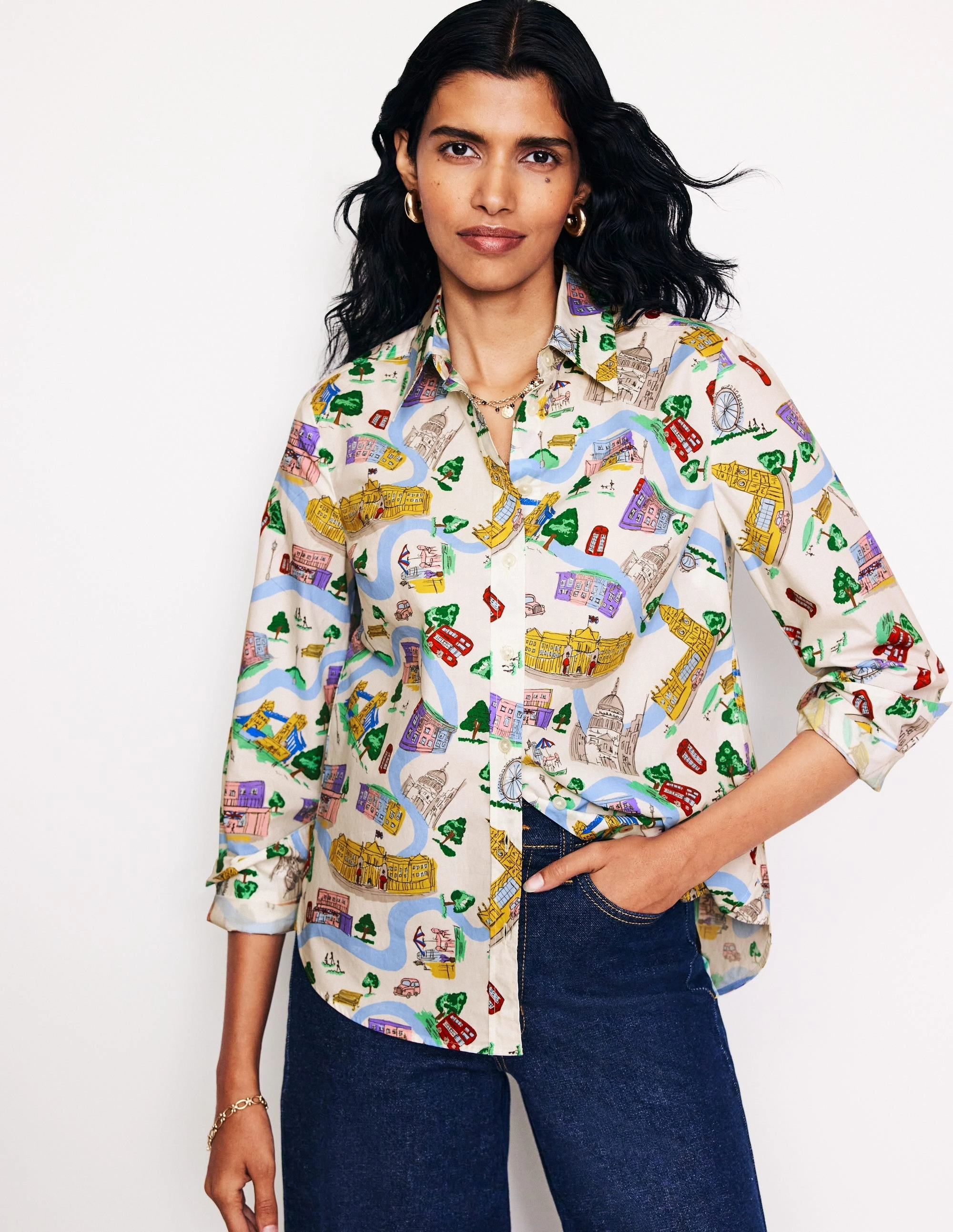 Sienna Cotton Shirt-Ivory, London Town RibbedTrims