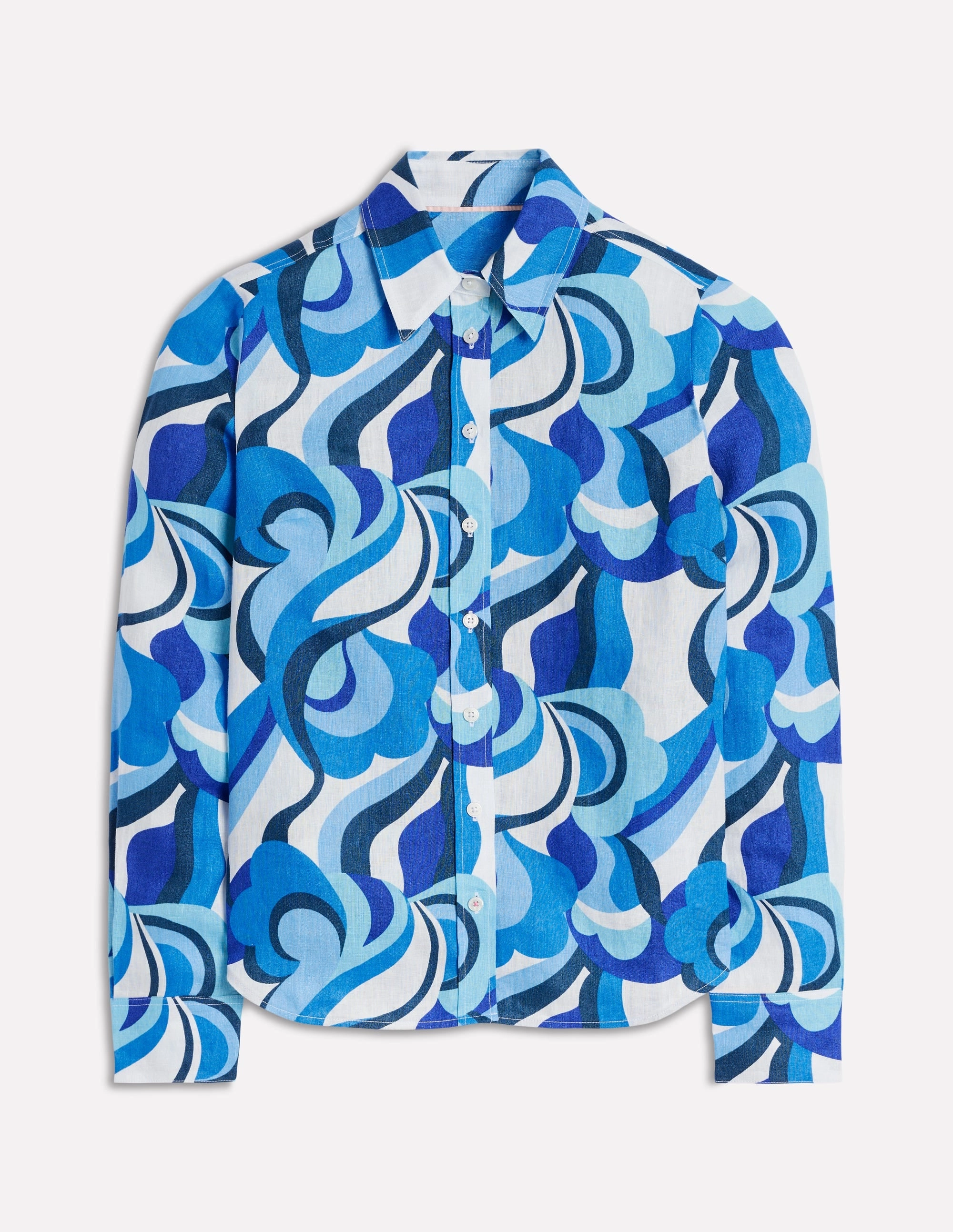 Active Wear Sienna Linen Shirt-Multi Abstract Swirl