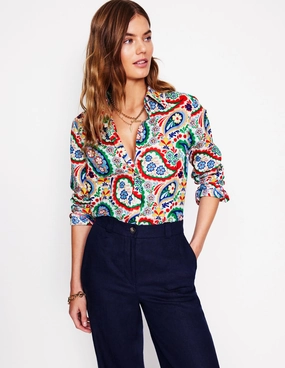 Bonded Seam Technology Sienna Linen Shirt-Multi Meadow Paisley