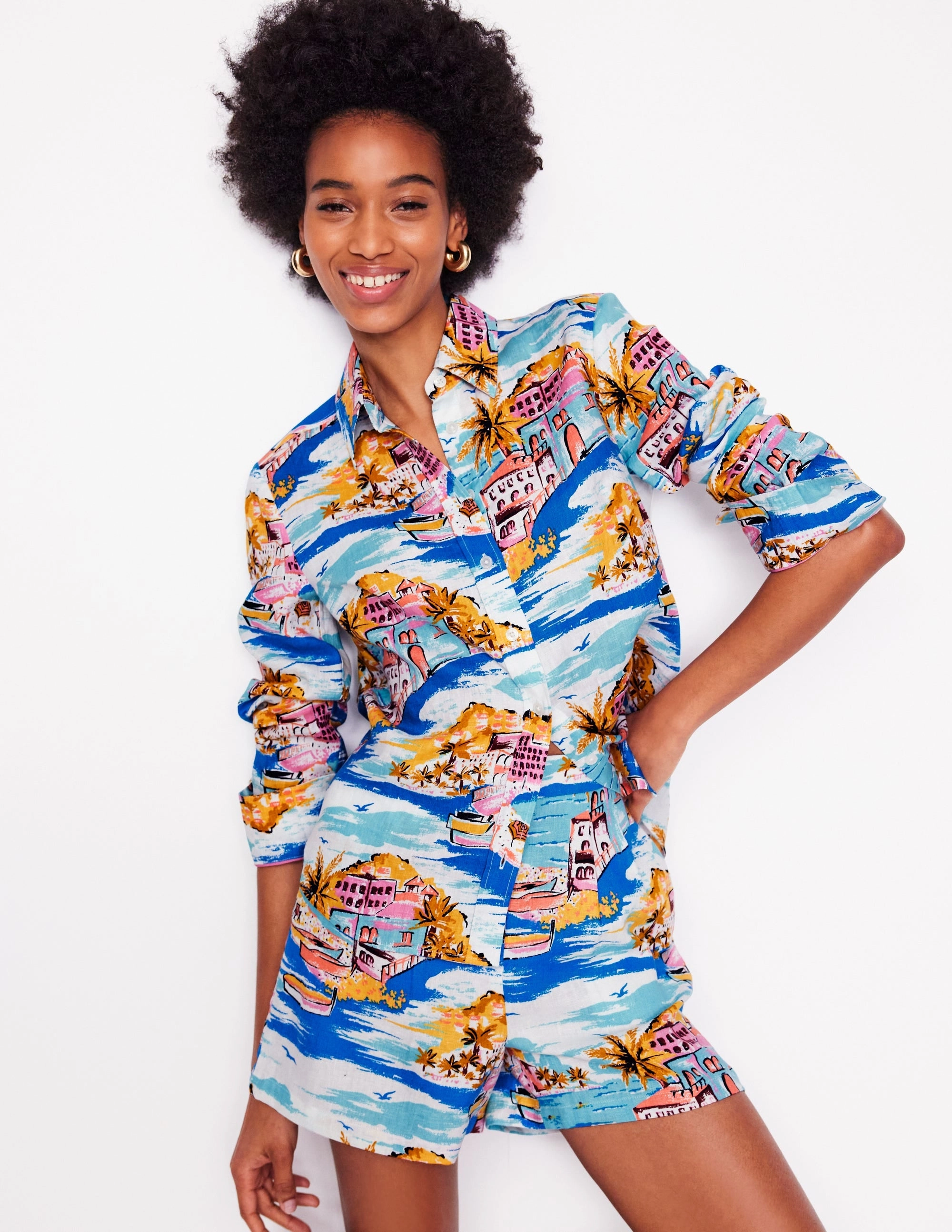 Sienna Linen Shirt-Multi, Paradise Bay Comfortable Wear