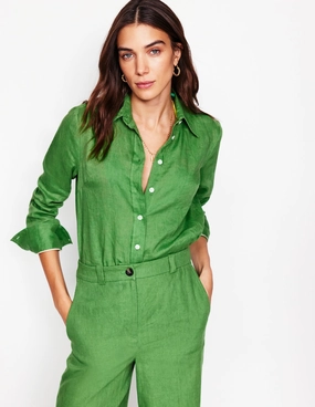 NonIrritatingSeams Sienna Linen Shirt-Paradise Green