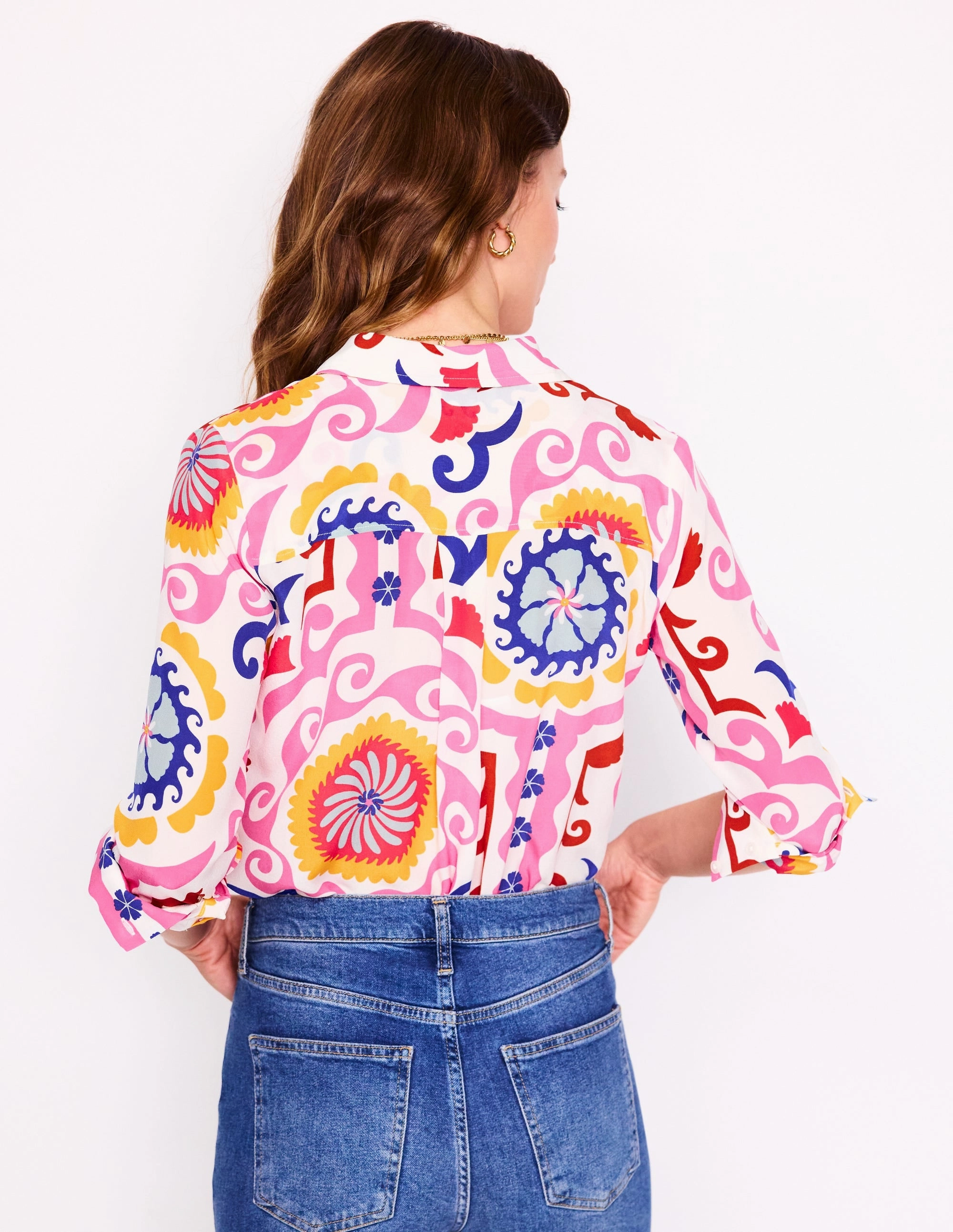 Sienna Silk Shirt-Multi, Ornamental Wave AdvancedAirflowChannels