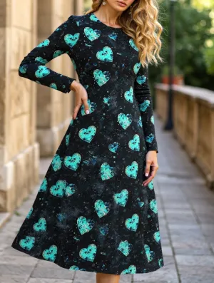 Casual new round neck heart dress Neutral-Shade