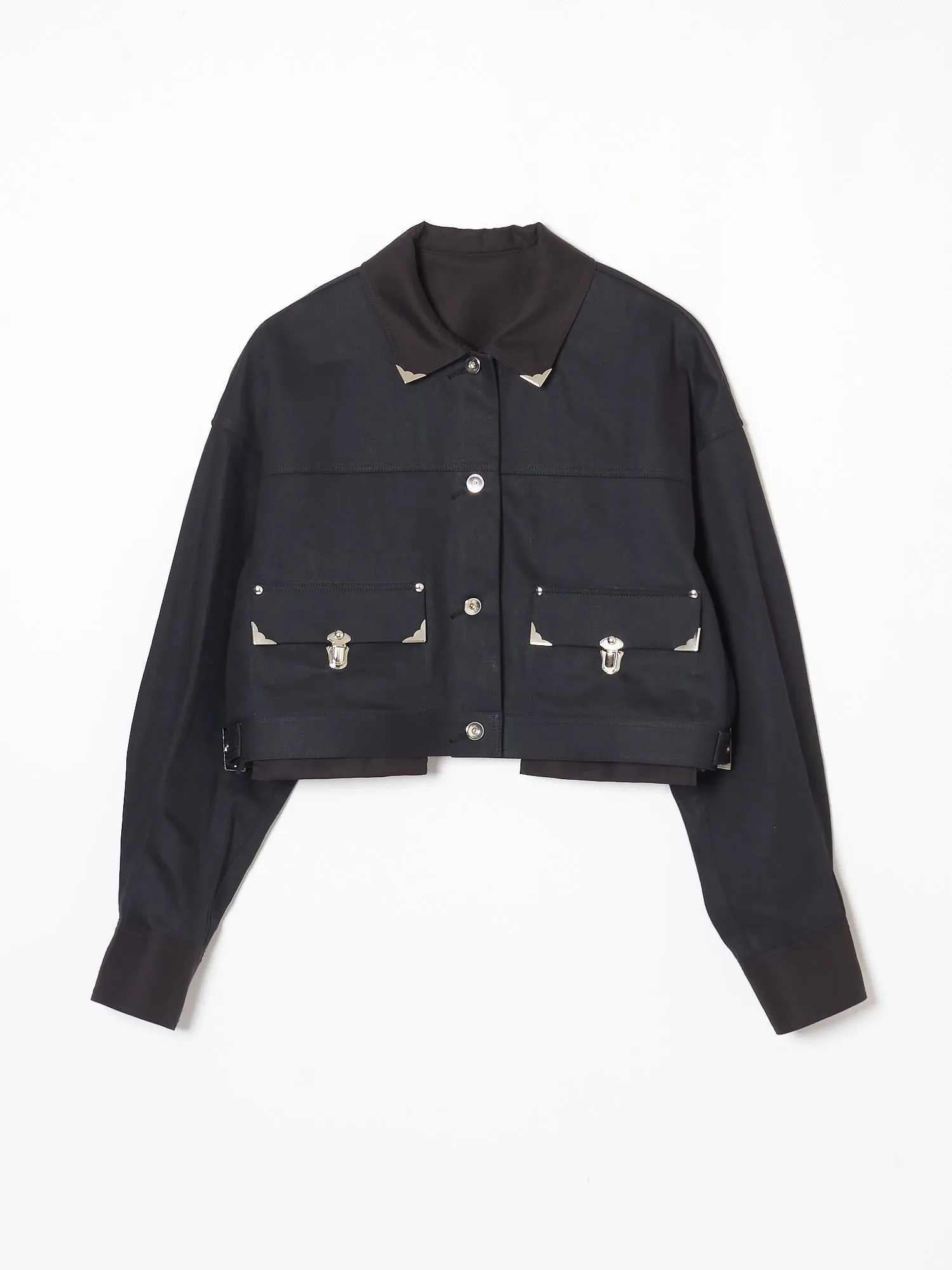 Silver metal black denim jacket【stock】