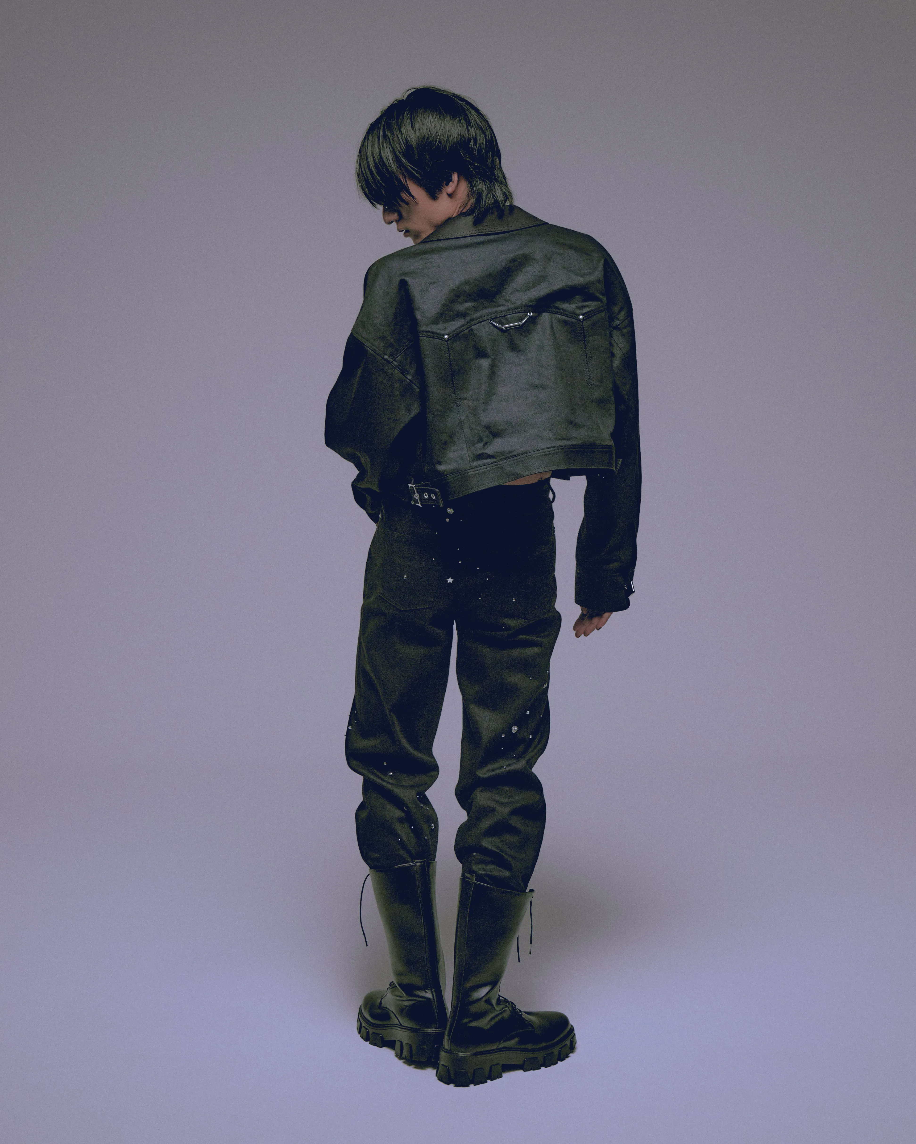 Silver metal black denim jacket【stock】